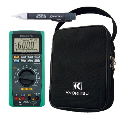 Kyoritsu 1052-Promo Kit Digitale TRMS Multimeter 0-1000VAC/DC met log functie inclusief voltstick (5711) en draagtas (9154)