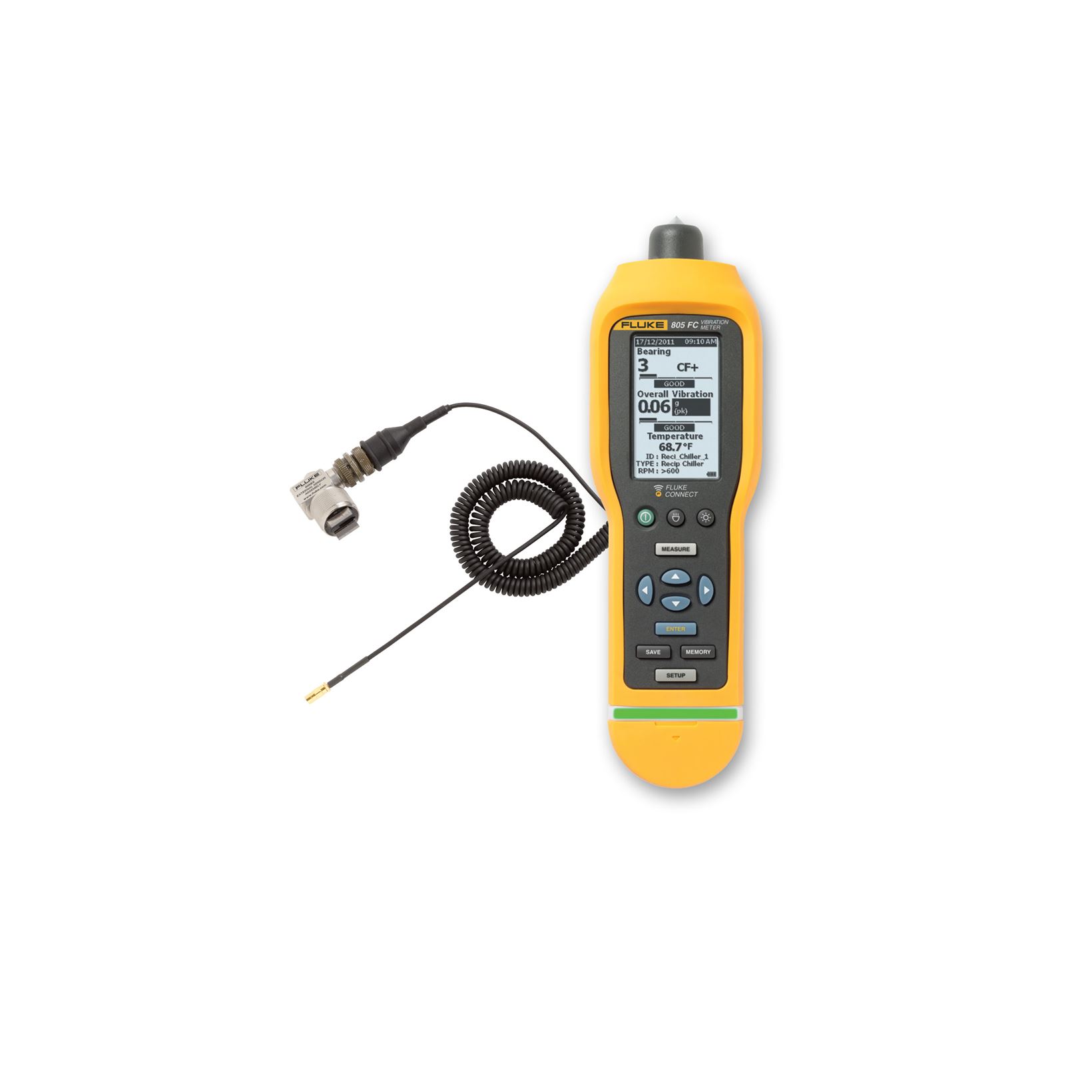 Fluke-805 FC/805 ES Basis trillingsanalyser met Fluke connect met externe trillingssensor