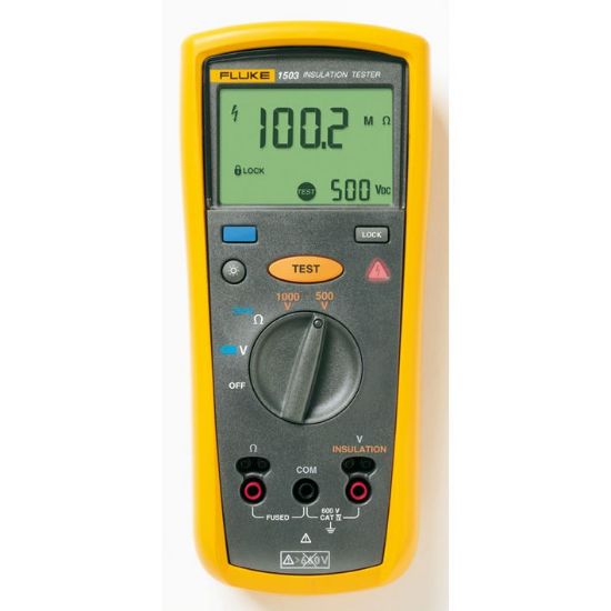 Fluke-1503 Isolatieweerstandsmeter testspanningen 500 en 1000V, incl. meetsnoeren