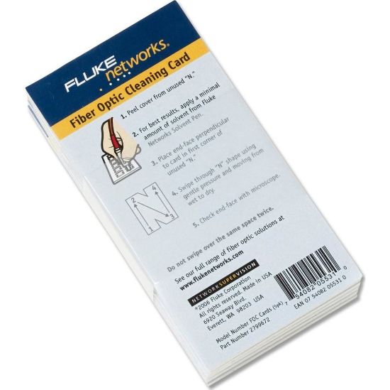 Fluke Networks NFC-CARDS-5PK Fiber Optic cleaning cards (5 pack), each card cleans 12 faces.