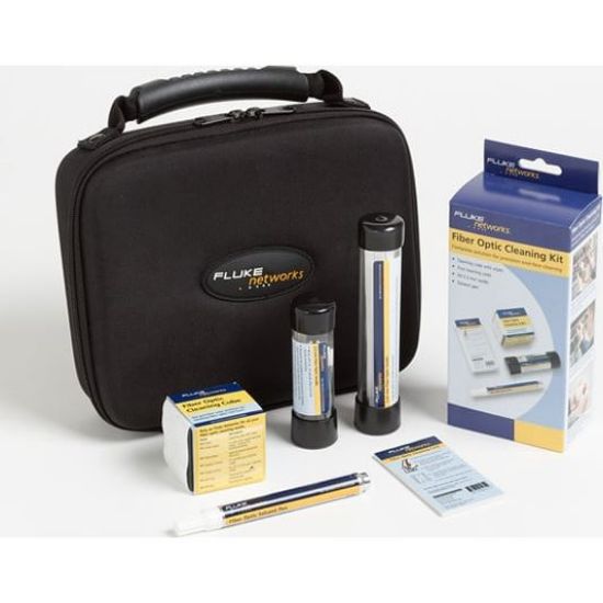 Fluke Networks NFC-KIT-CASE Fiber Optic Cleaning Kit: Case, Cube, Pen, 1.25 + 2.5 Swabs, 10 Cards