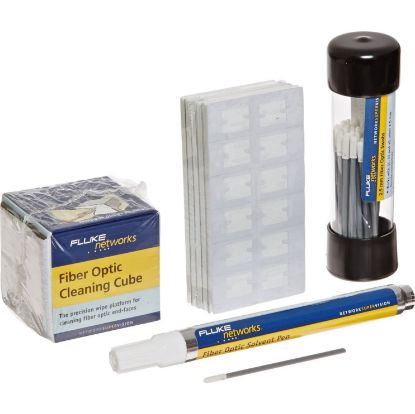 Fluke Networks NFC-KIT-BOX Fiber Optic Cleaning Supplies: Cube, Pen, 2.5 Swabs, 5 Cards