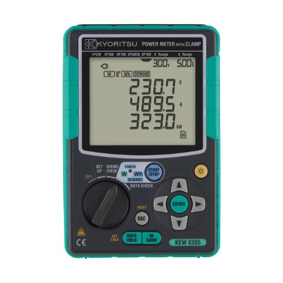 Kyoritsu 6305 Driefase Power Logger, incl. tas en software, zonder stroomtangen