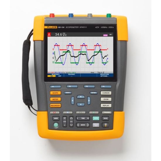 Fluke-190-104-III Scopemeter serie III 100 MHz, 4 kanalen, kleuren display en probes