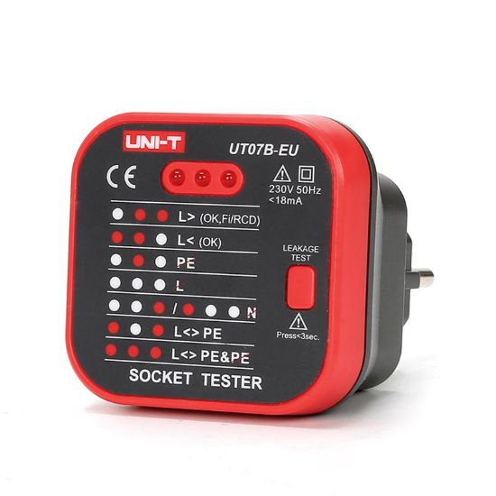 Uni-Trend UT07B-EU Wandcontactdoos tester met RCD test