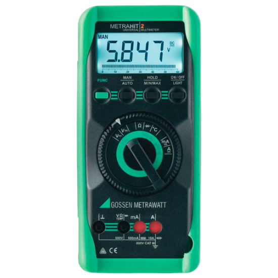 Metrahit TWO met analoge bandaanwijzer en temperatuurmeting (met DKD kalibratiecertificaat)