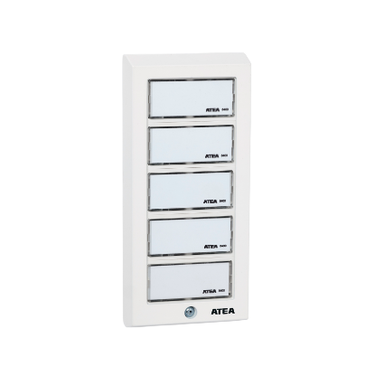 ATEA MBP105 Beldrukpaneel smal wit opbouw met 5 beldrukkers