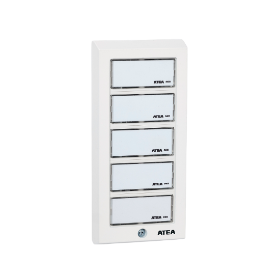 ATEA MBP105 Beldrukpaneel smal wit opbouw met 5 beldrukkers