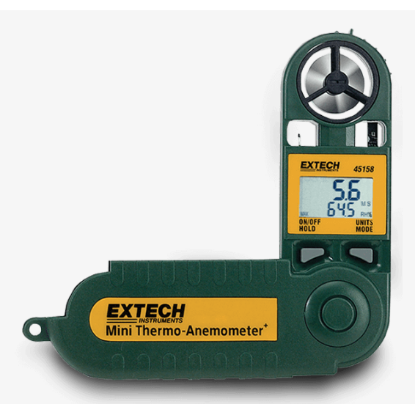 Extech 45158 mini vocht, temperatuur en luchtsnelheidsmeter