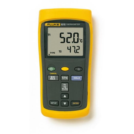 Fluke-52-2 60HZ Digitale thermometer 2 kanalen voor type J,K,T,E thermokoppels
