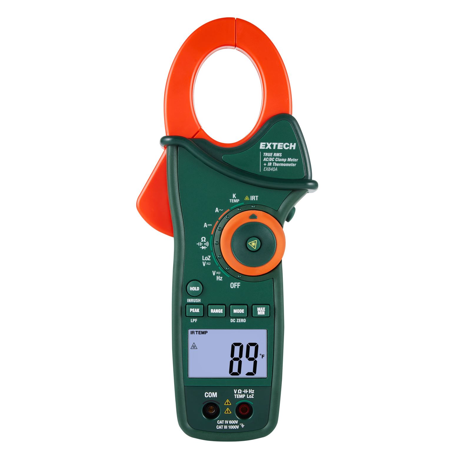 Extech EX840A True RMS 1000A  AC/DC stroomtang met IR-thermometer