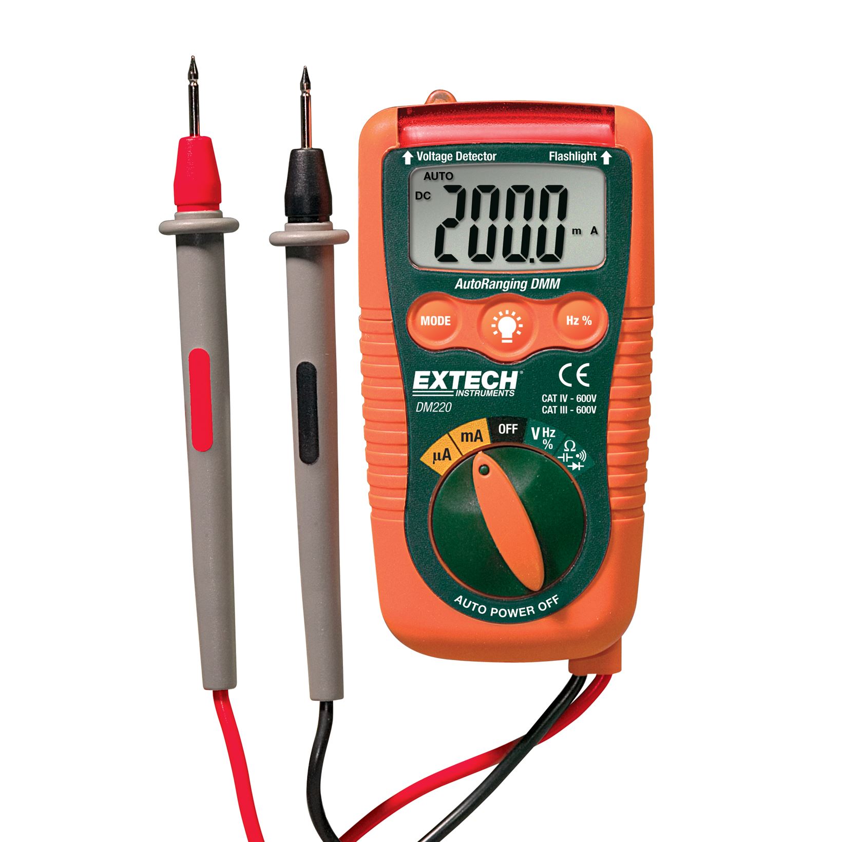 Extech DM220 Mini Pocket multimeter met niet-contact spanningsdetector(NCV)