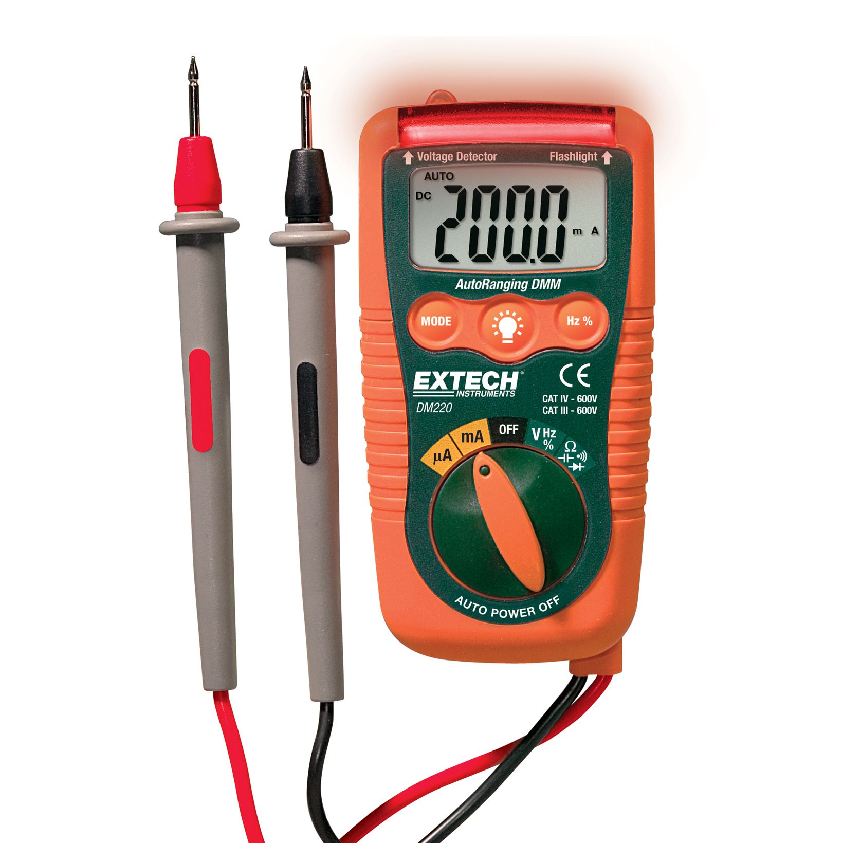 Extech DM220 Mini Pocket multimeter met niet-contact spanningsdetector(NCV)