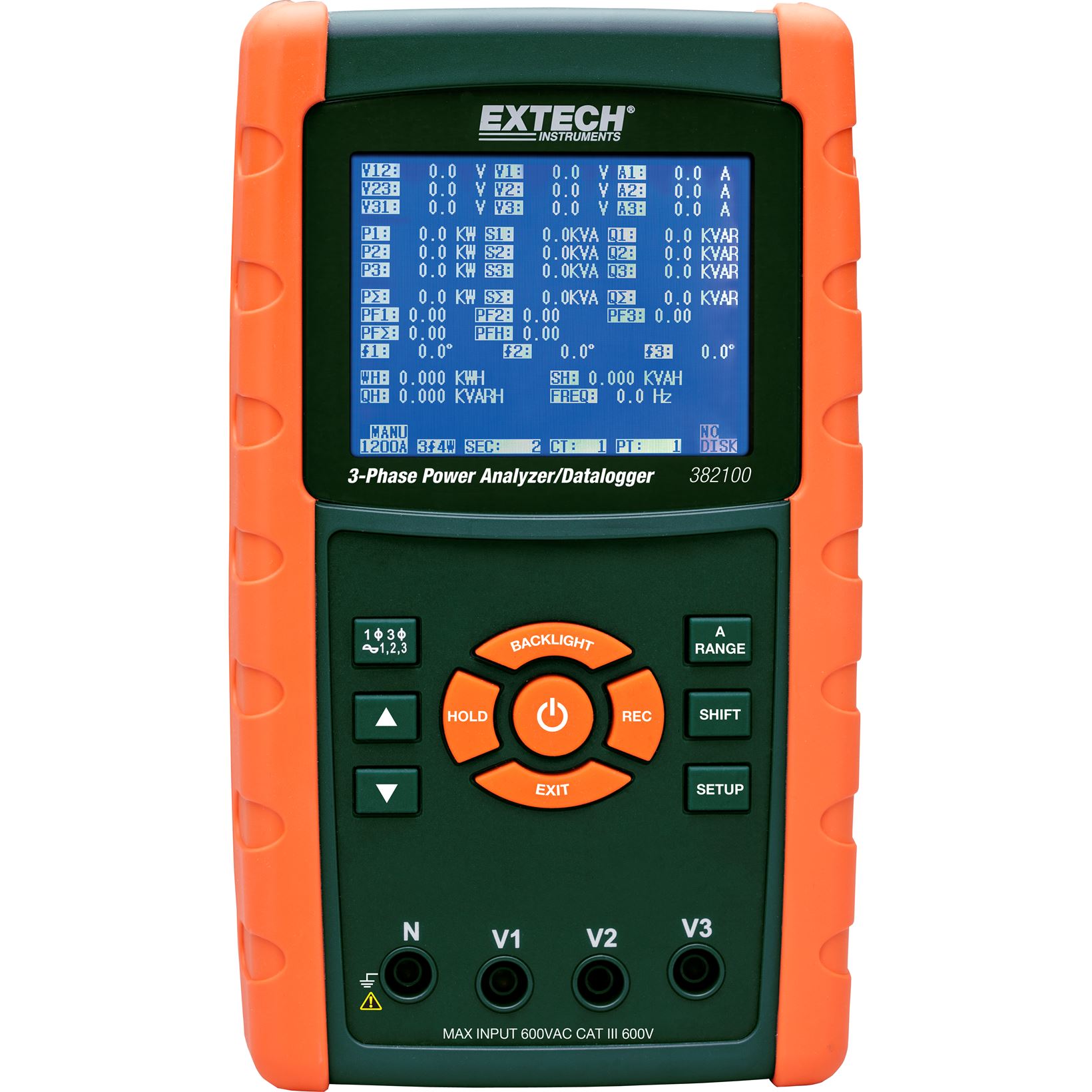 Extech 382100 1200A 3-fasen vermogensanalysator/datalogger