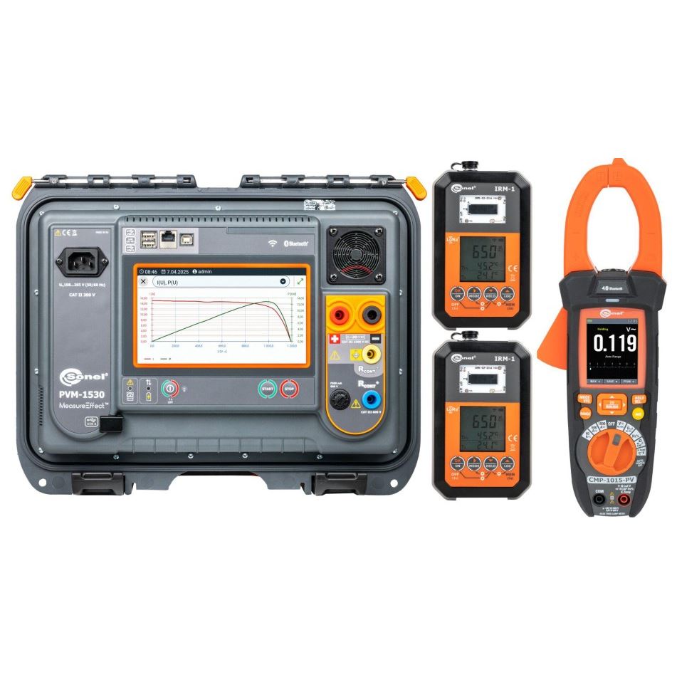 Sonel PVM-1530-MAX PV installatie meter KIT met 2 radiatiemeters en 1 stroomtang