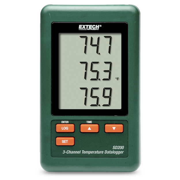 Extech SD200 3‑kanaals temperatuur‑datalogger