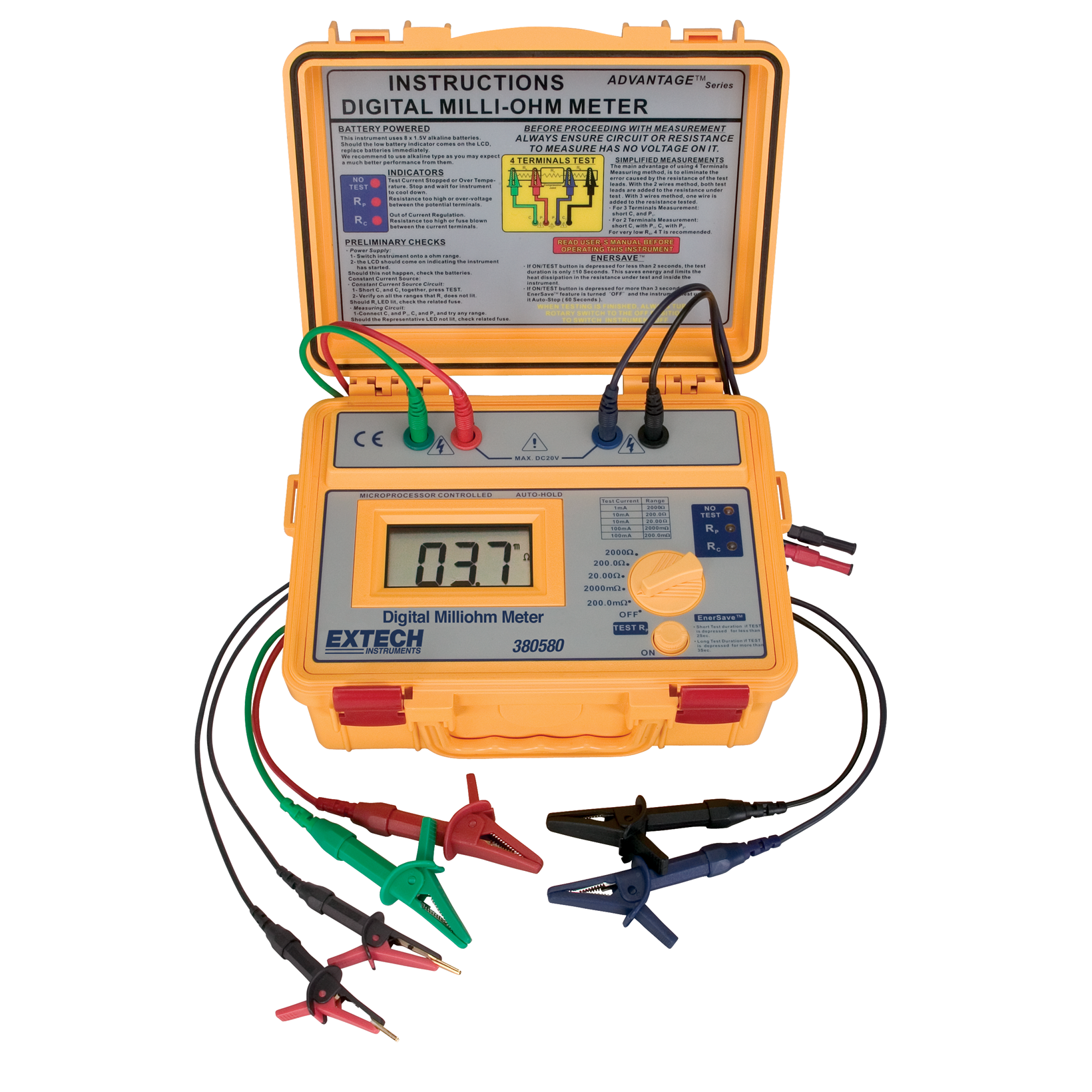 Extech 380580 batterij gevoede milliohmmeter