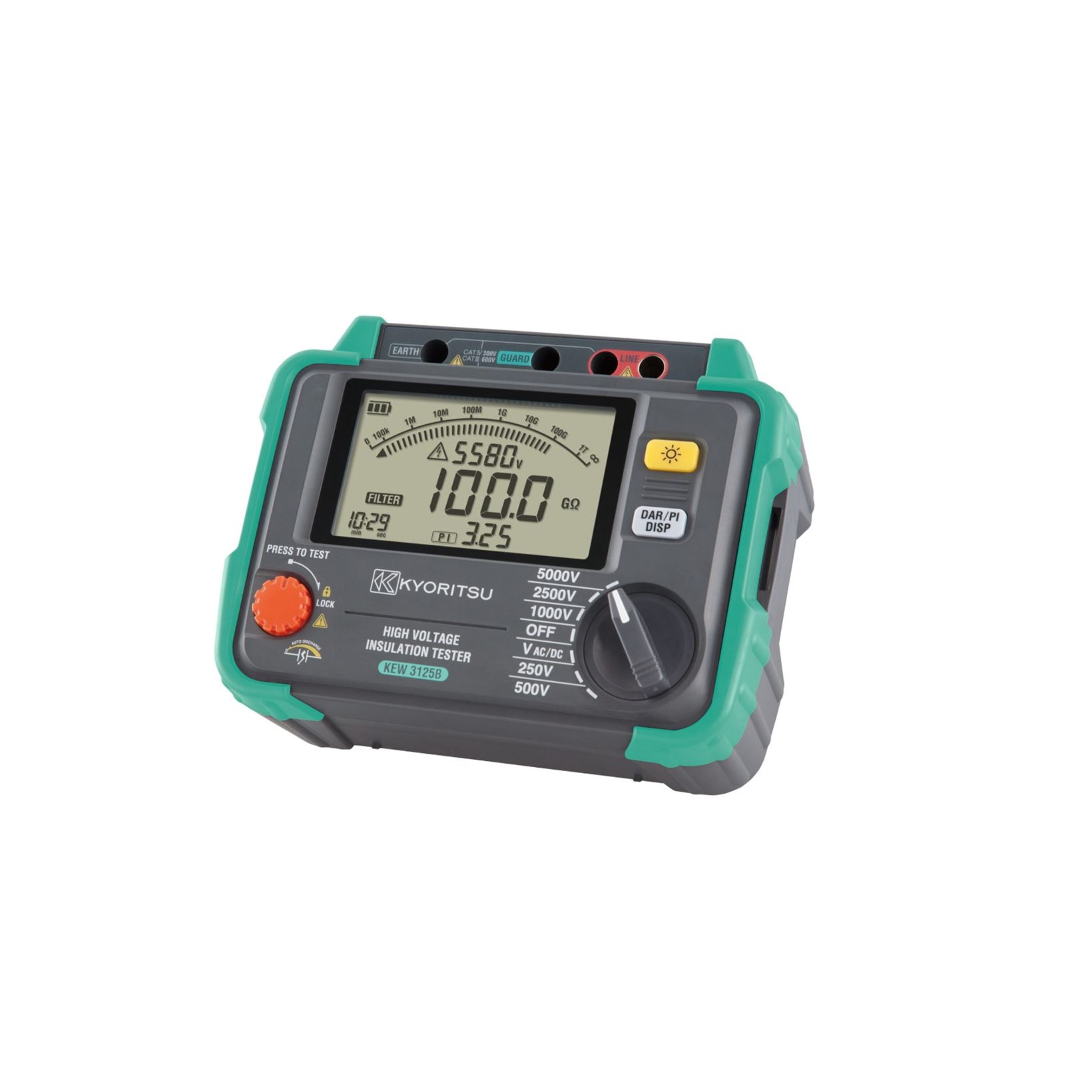 Kyoritsu 3125B hoogspanningsisolatie weerstandmeter 5kV - 250/500/1000/2500/5000V