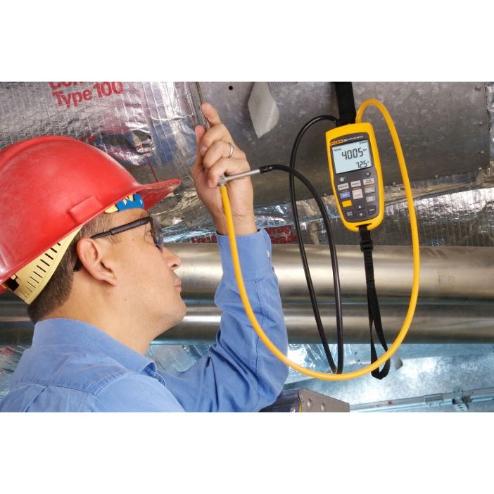 Fluke-922 Airflowmeter met 2 aansluitslangen, polsriem, tas