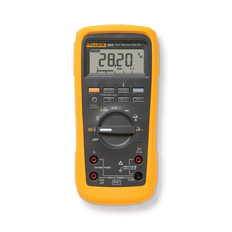 Fluke-28II/EUR TRMS IP67 multimeter met meetsnoeren en klemmen