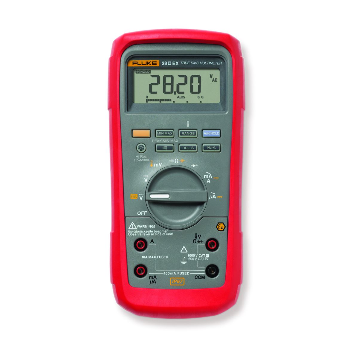 Fluke-28IIEX TRMS EX multimeter met meetsnoeren en klemmen